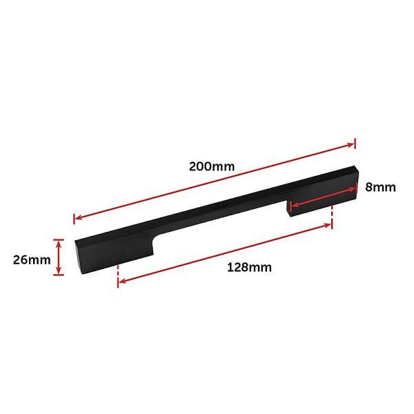 Kitchen Handle Cabinet Cupboard Door Drawer Handles square Black furniture pulls – 128 mm