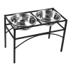 Dual Elevated Raised Pet Dog Puppy Feeder Bowl Stainless Steel Food Water Stand