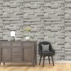 Wallpaper White Non-woven Wall Paper Roll – Brick Pattern