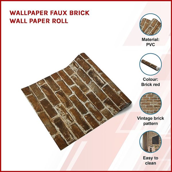 Wallpaper Wall Paper Roll – Faux Brick