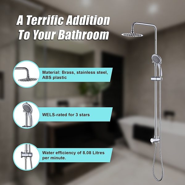 WELS 8″ Rain Shower Head Set Rounded Dual Heads Faucet High Pressure Hand Held