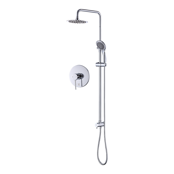 WELS 8″ Rain Shower Head Set Rounded Dual Heads Faucet High Pressure With Mixer