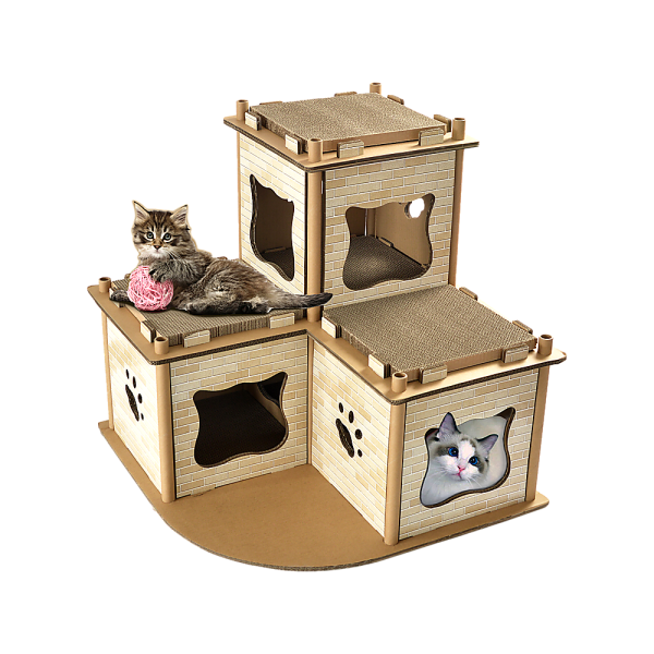 Cat Cardboard House Tree Tower Condo Scratcher Pet Post Pad Mat Furniture