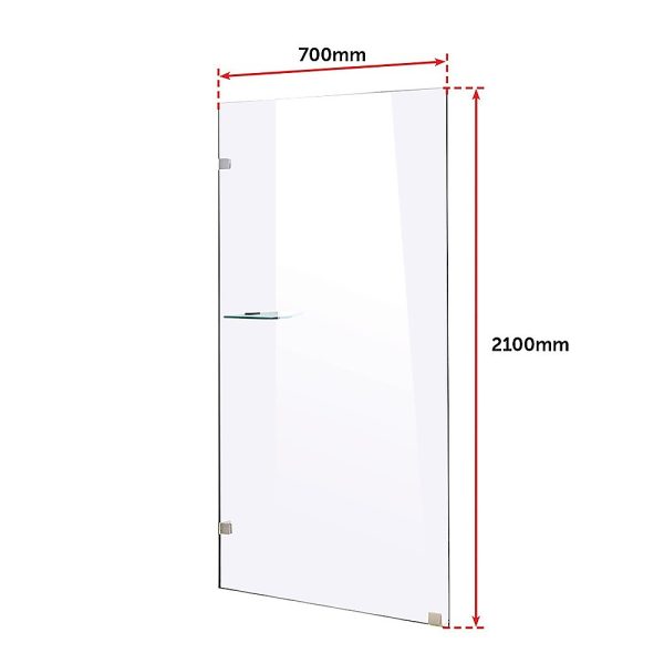 Frameless 10mm Safety Glass Shower Screen – 700 x 2100 mm, Chrome