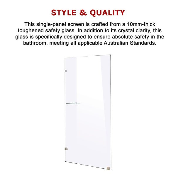 Frameless 10mm Safety Glass Shower Screen – 700 x 2100 mm, Chrome