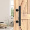 12″ Square Pull and Flush Door Handle Set Barn Door Hardware – Black