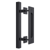 12″ Square Pull and Flush Door Handle Set Barn Door Hardware – Black