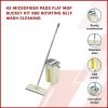 4x Microfiber Pads Flat Mop Bucket Kit 360 Rotating Self Wash Cleaning