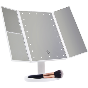 Makeup Mirror With LED Light Standing Mirror Magnifying Tri-Fold Touch