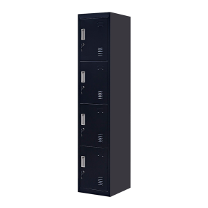 4 Door Locker for Office Gym – Black, Standard Lock