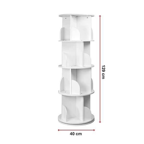 360-degree Rotating 4 Tier Display Shelf Bookcase Organiser