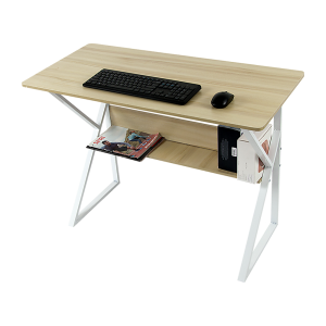 Wood & Metal Computer Desk with Shelf Home Office Furniture