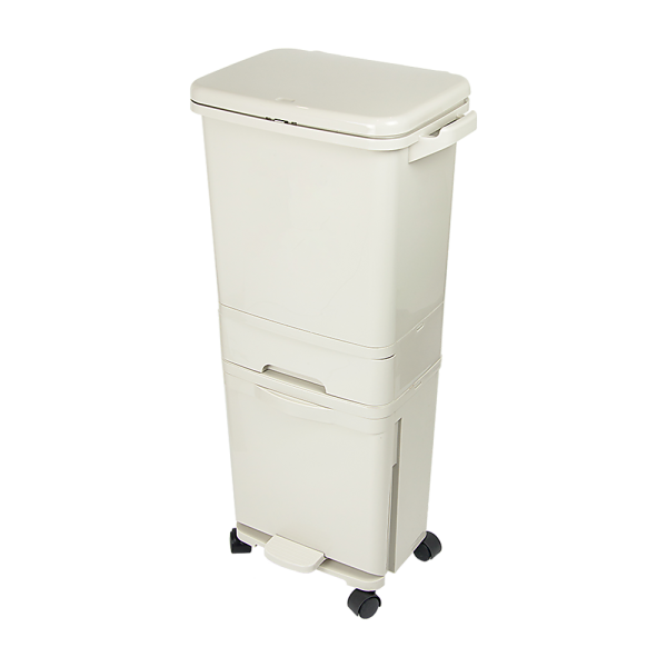 42L Rubbish Bin Waste Trash Can Pedal Recycling Kitchen Wheel 2 Compartment