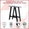 2x Rustic Dining Table Legs Steel Industrial Vintage 71cm – Black