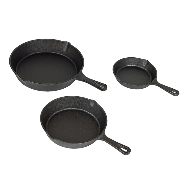 Pre Seasoned Cast Iron Skillet Fry Pan Set 3 Pcs Frying Pan Set