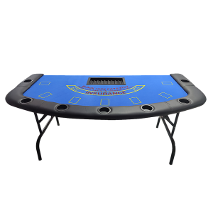 185cm Folded 7 Player Poker Blackjack Table Game Desk W/Cup Holder