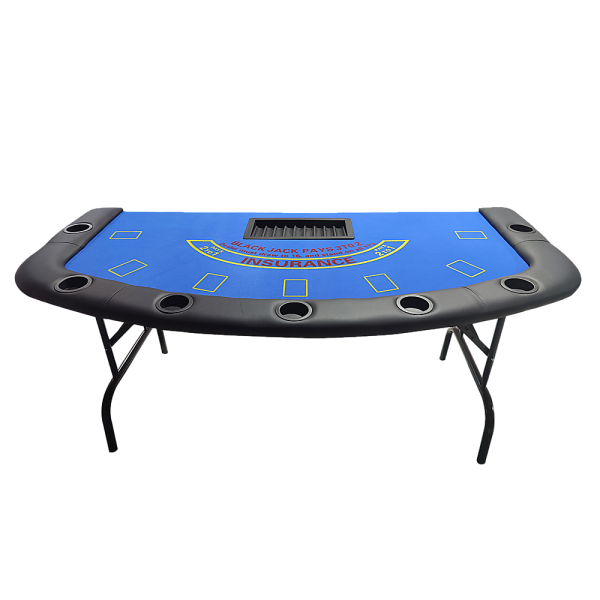 185cm Folded 7 Player Poker Blackjack Table Game Desk W/Cup Holder