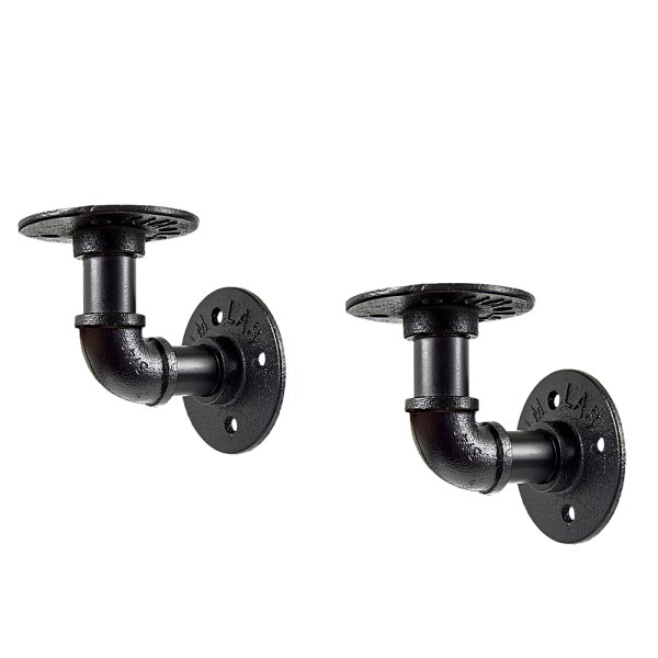 Industrial Black Iron Pipe Bracket Wall Mounted Floating Shelf – Set of 2