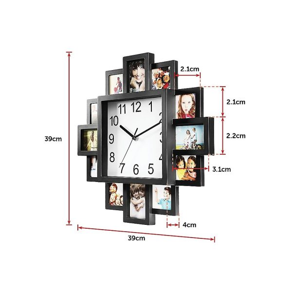 Photo Frame Clock Picture Collage 12-P Display Wall Clock Photowall Home Décor