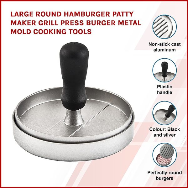 Large Round Hamburger Patty Maker Grill Press Burger Metal Mold Cooking Tools