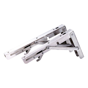 2 Stainless Steel Folding Table Bracket Shelf Bench 50kg Load Heavy Duty