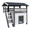 Cat House Weatherproof 2-Story Indoor Outdoor Wooden Shelter Bitumen Roof