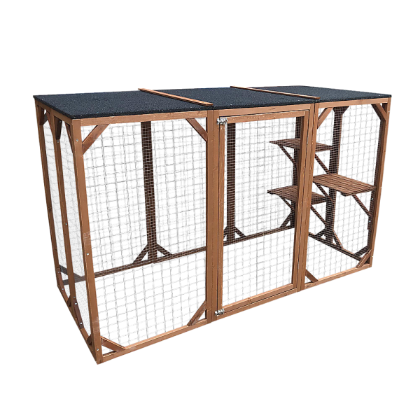 180cm Large Cat Enclosure Wooden Outdoor Cage with 3 Platforms