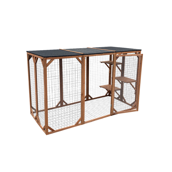 180cm Large Cat Enclosure Wooden Outdoor Cage with 3 Platforms