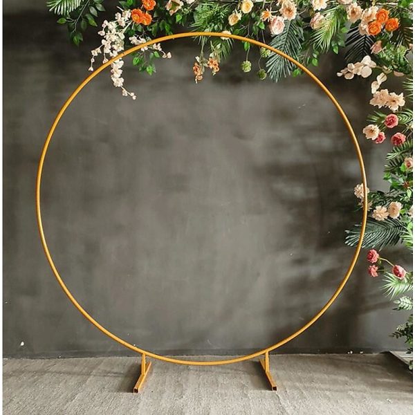 2M Wedding Hoop Round Circle Arch Backdrop Flower Display Stand Frame Background. – Gold