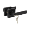 Door Handle Set Lever Square – Black, Key Lock Function