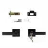 Door Handle Set Lever Square – Black, Key Lock Function