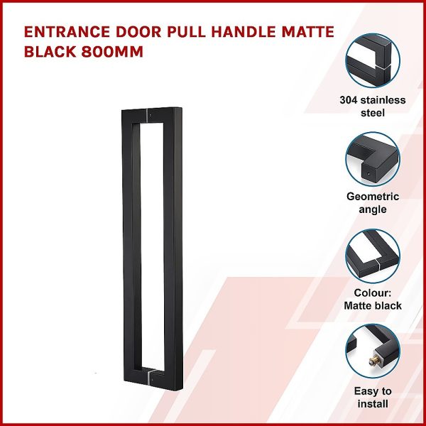 Entrance Door Pull Handle – 800 mm, Black