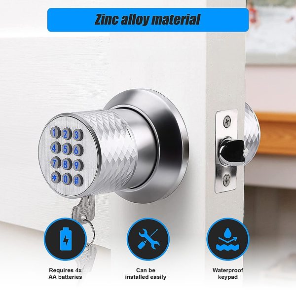 Digital Electronic Code Door Lock Keyless Entry Keypad Programmable Lock Knob