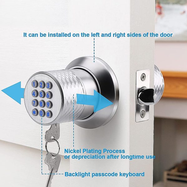 Digital Electronic Code Door Lock Keyless Entry Keypad Programmable Lock Knob