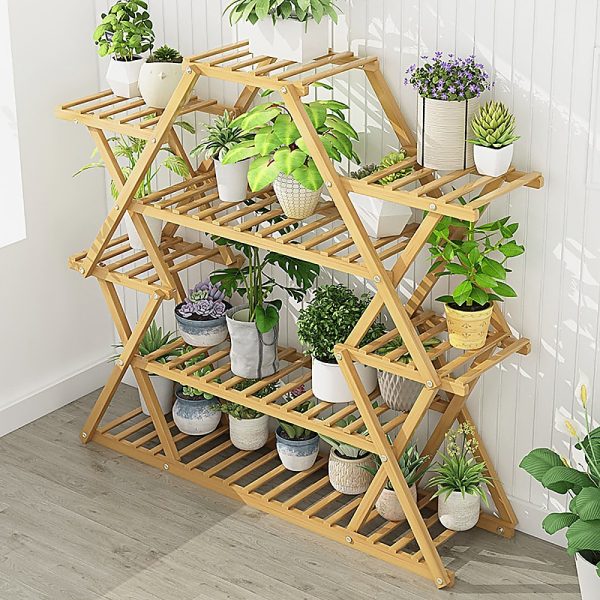 Bamboo Multilayer Flower Plant Bonsai Rack Shelf Stand Porch Lawn Patio. – Wooden