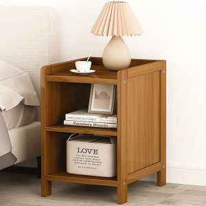 Arizona Bamboo Bedside Table Nightstand Storage Bedroom Sofa Side Stand, – Dark Wood