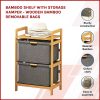 Bamboo Shelf with Storage Hamper – Wooden Bamboo Removable Bags. – 45 x 32 x 70 cm