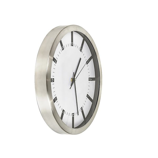 Modern Wall Clock Silent Non-Ticking Quartz Battery Operated Stainless Steel