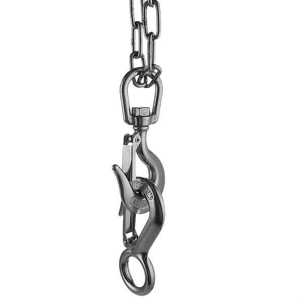 304 Stainless Steel Swivel Lift Clevis Chain Crane Hook with Safety Lock 650kg