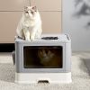 Jumbo Hooded Cat Litter Box Tray Pet Kitty Toilet for Large Cats w Hair Grooming