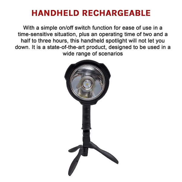 10W Handheld Spot Light Rechargeable LED Spotlight Hunting Shooting 12V