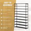 10 Tier Black Shoe Rack Metal Shoe Storage Organizer Rack 50-Pair Large Capacity