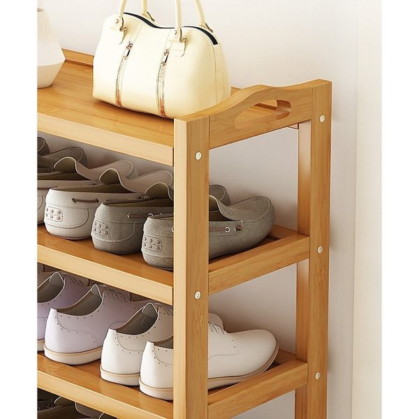 6 Layers Natural Wood Bamboo Shelf Entryway Storage Shoe Rack Home Furniture