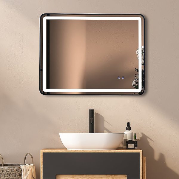 Rectangular Mirror LED Anti-Fog Illuminated Bathroom Living Room – 90×70 cm