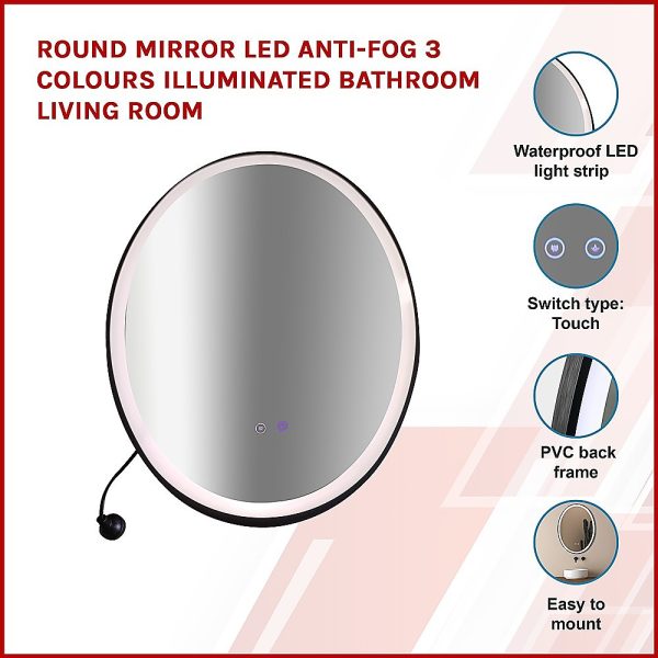 Oval Mirror LED Anti-Fog Illuminated Bathroom Living Room