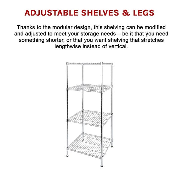 Modular Wire Storage Shelf Steel Shelving – 60x60x180 cm, Without wheel