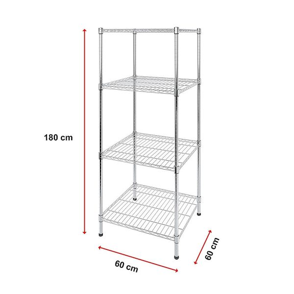 Modular Wire Storage Shelf Steel Shelving – 60x60x180 cm, Without wheel