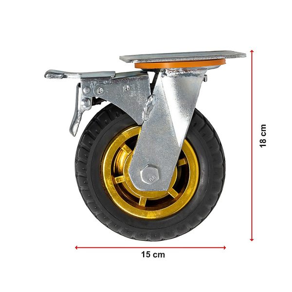 Castor Wheels 4 x 6″ 150mm Swivel Silent Caster 2 Brakes 800KG