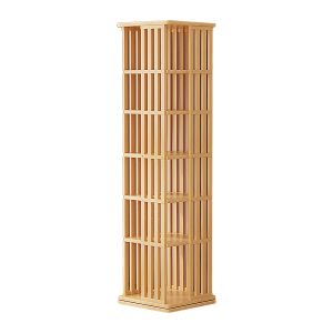 360 Rotating Bookshelf Bamboo Storage Display Rack Shelving in Wood