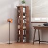 360 Rotating Bookshelf Bamboo Storage Display Rack Shelving in Dark Wood